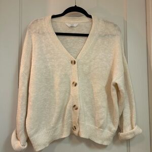 Time and Tru Cream Button Cardigan